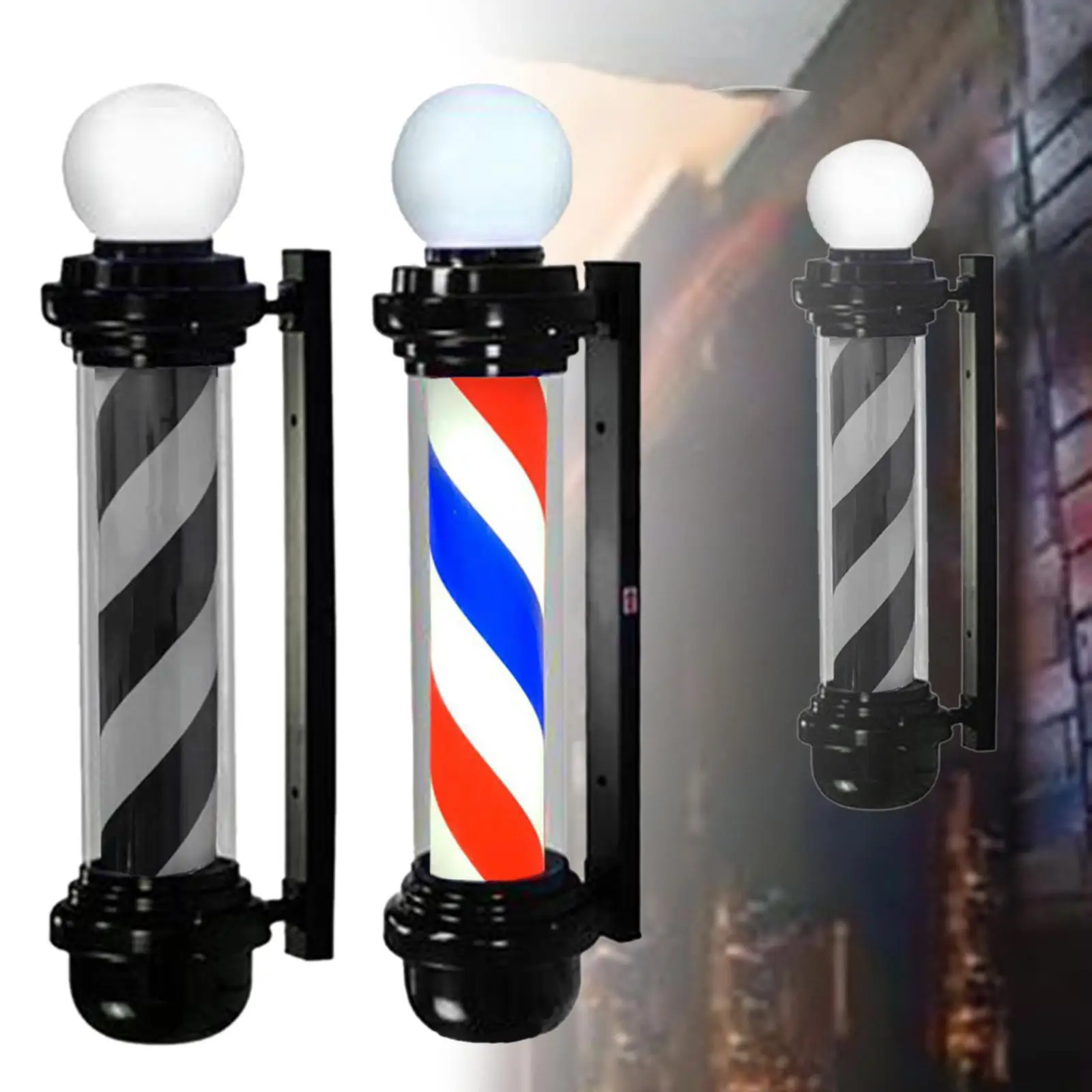 Barber Pole Light Sturdy Salon Rotating Light for Indoor Barbershop Outside