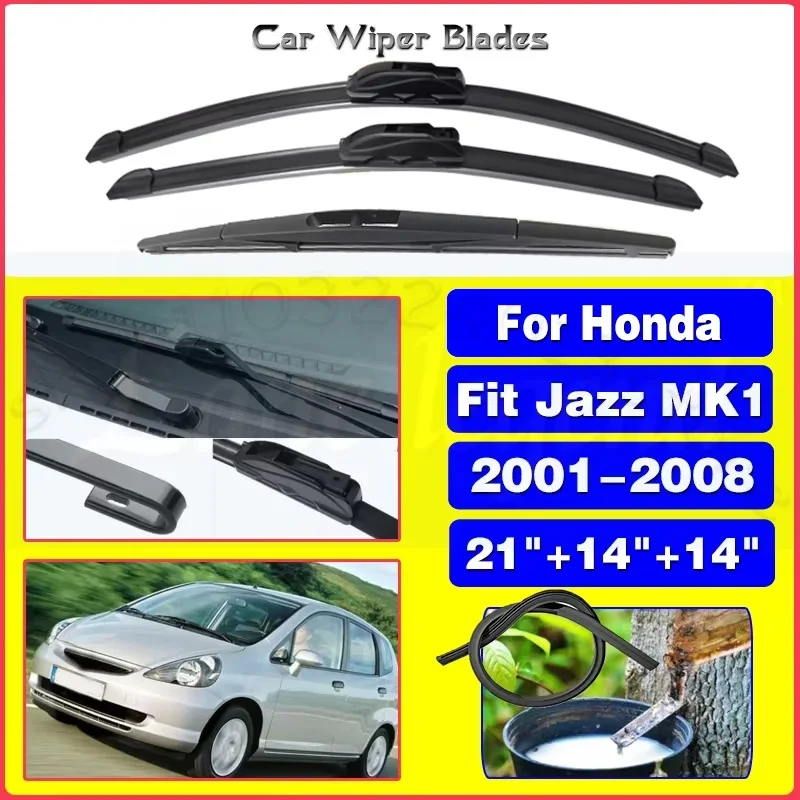 

For Honda Fit Jazz MK1 2001 - 2008 Window Brushes Cutter Accessories J Hook 2002 2003 2004 2005 2006 2007 Silent upgrade version