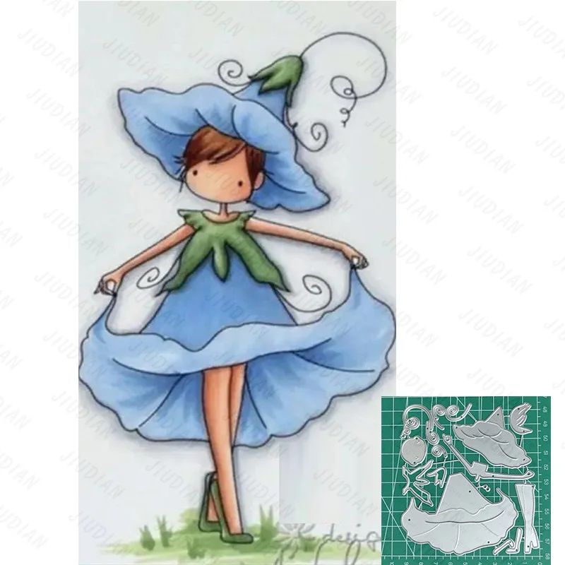 Bellflower Fairy Girl metalowe matryce do cięcia dla Album na zdjęcia DIY do scrapbookingu rzemiosła Decorat papierowy szablon rękodzieło karta