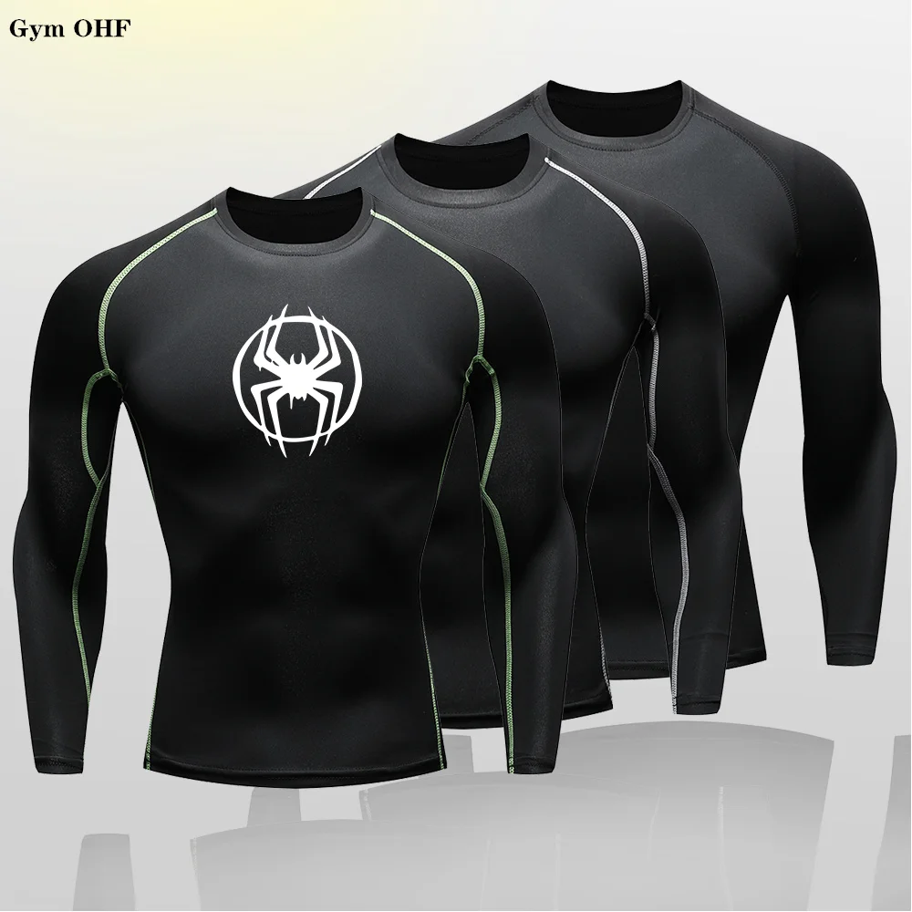 Children Spider Print Compression Shirt Kids Quick Dry T-Shirt Gym Running Jersey Breathable Short Sleeve Jiu-Jitsu Tees Legging