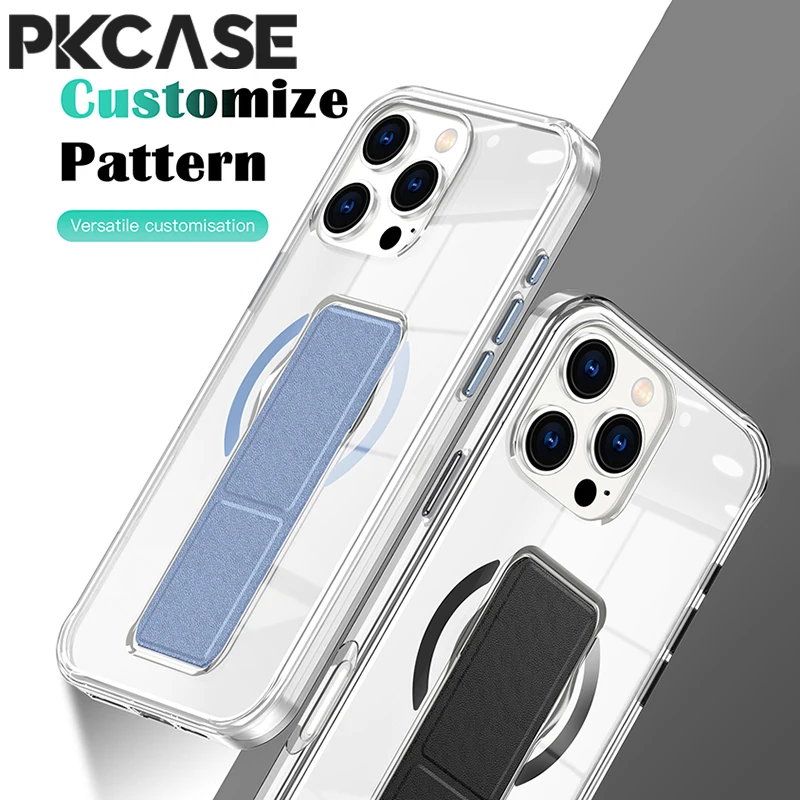 PKCASE Unsichtbare, faltbare Handgelenkschlaufe mit Ständer, Handyhülle für iPhone 18 17 Air 16 15 14 Plus 13 12 Pro Max, magnetische, transparente Hülle – Detail 2