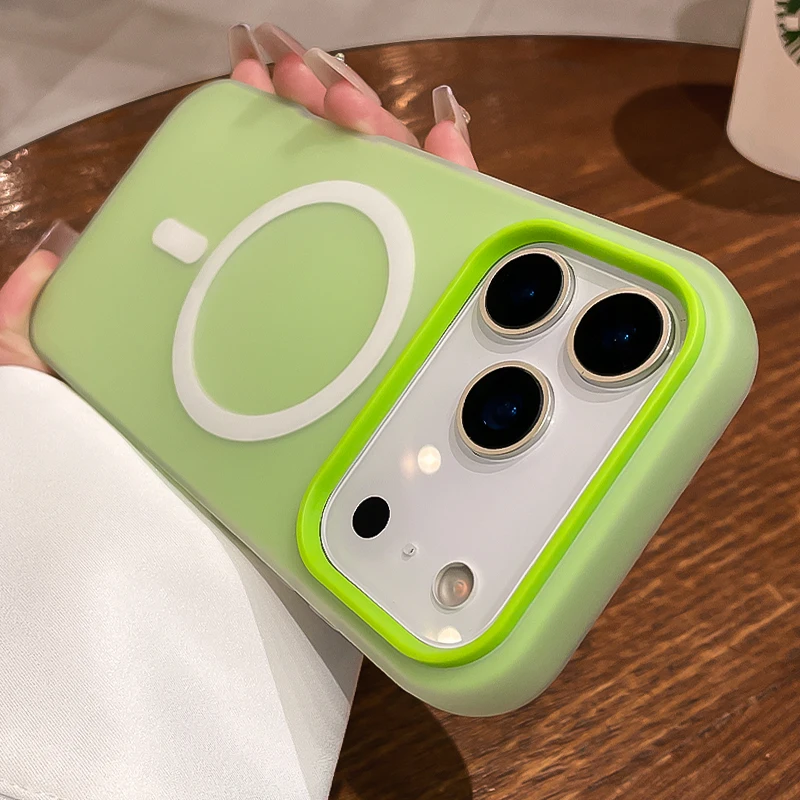 Luxury Candy Color 2 IN 1 For Magsafe Magnetic Phone Case for iPhone 17 Pro Max 16 15 14 13 12 Plus Wireless Charge Matte Cover