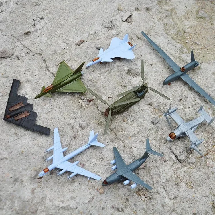 8 Styles Airplane Assembly Model J-20 Y-20 RQ-4A EF-2000 TU-95 B-2 V-22 CH-47 Fighter Military Ornament Mini Plastic Toy