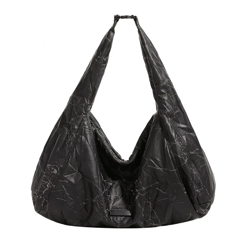 

Fashion new women's soft PU pleated half-moon handbag casual commuting large capacity crescent armpit bag travel crossbody bag