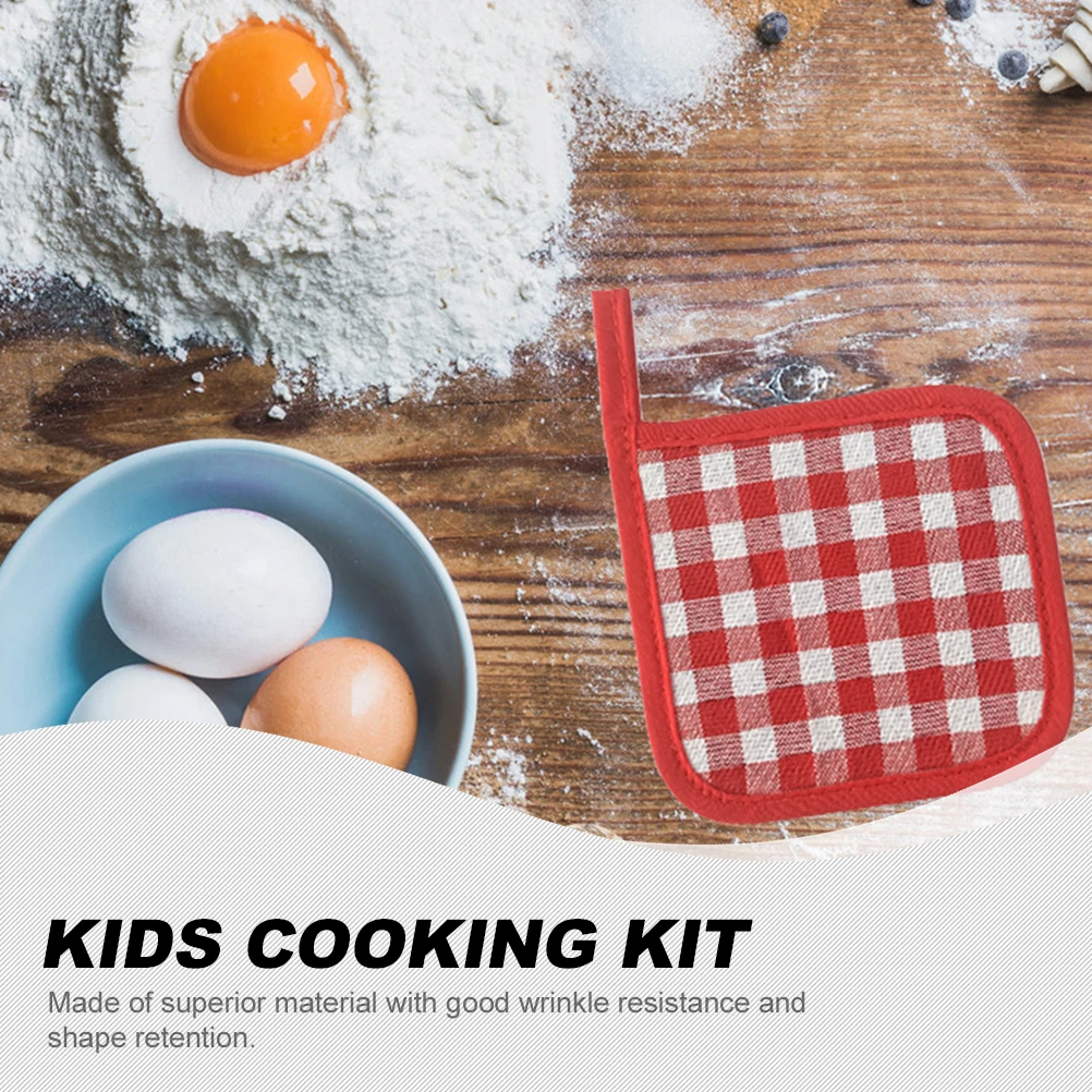 

1Set Kids Cooking Apron Set Children Kitchen Kits Adjustable Neck Strap Safe Food Grade Materials Perfect Baking Learning Gift