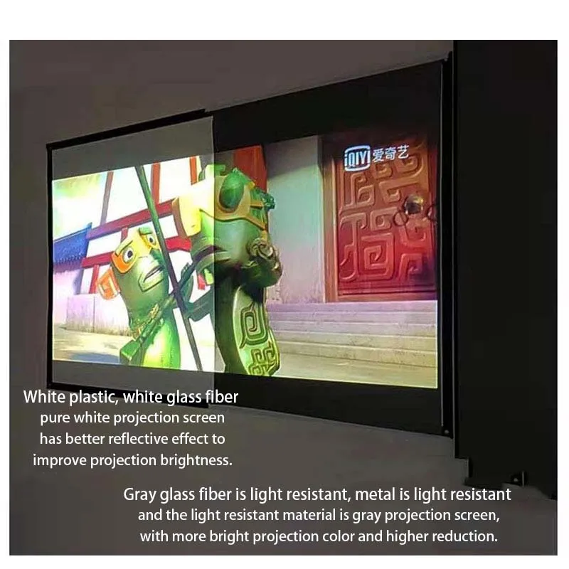 Thinyou projector screen 60 72 84 100 120 inches 16:9 white plastic white fiberglass gray fiberglass Metal anti light materials