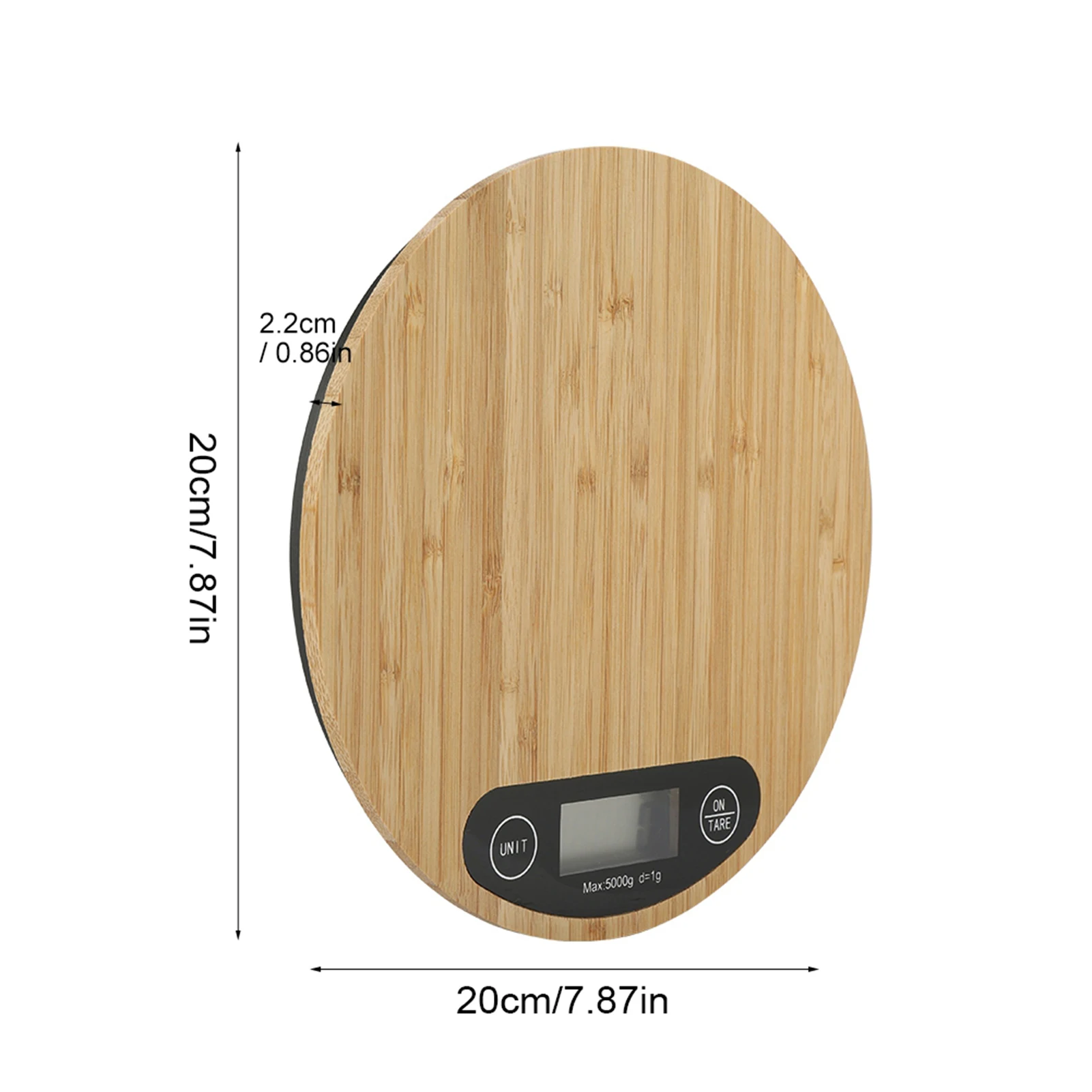 Bamboo LED Kitchen Scale, 5kg/ 1g Durable Bamboo Food Scale - LED Display for Precise Measurements for Kitchen