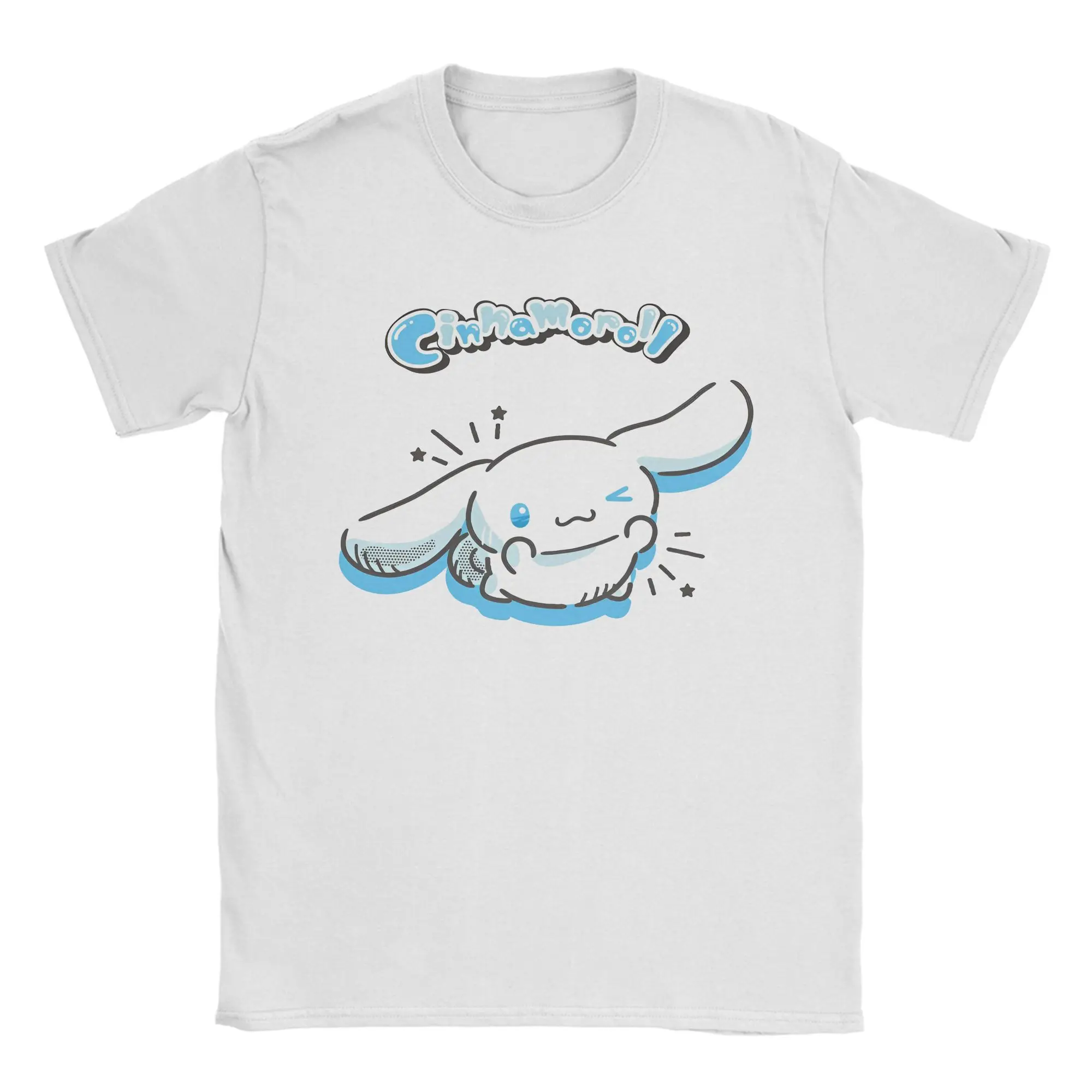 

Лето 2025 г., новинка Cinnamoroll Kawaii из чистого хлопка для мужчин, пляжные винтажные футболки с круглым вырезом, популярная футболка больших размеров, топы с принтом
