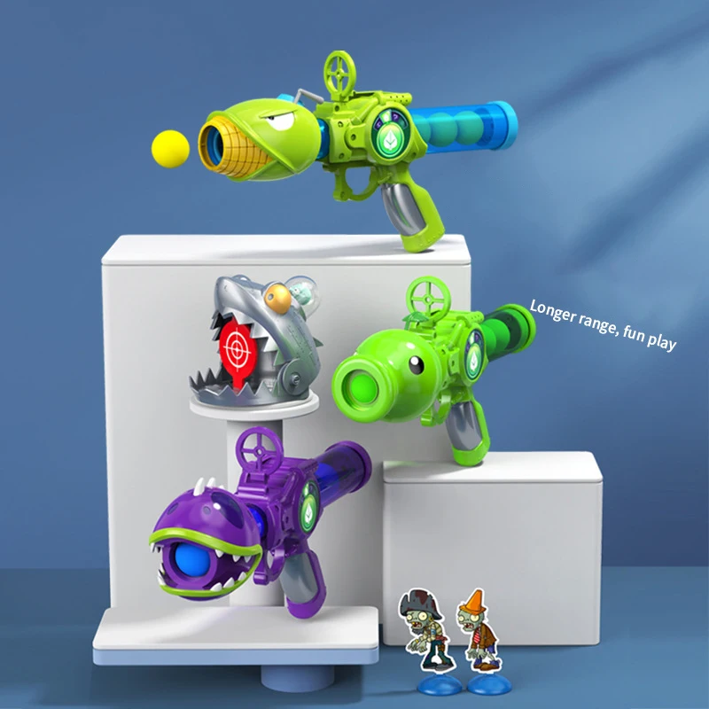 Cartoon Plant Soft Bullet Launcher Gun Outdoor Battle Toy Air Pump Shooting Toy EVA Soft Bullets For Kids Gifts Christmas Gifts