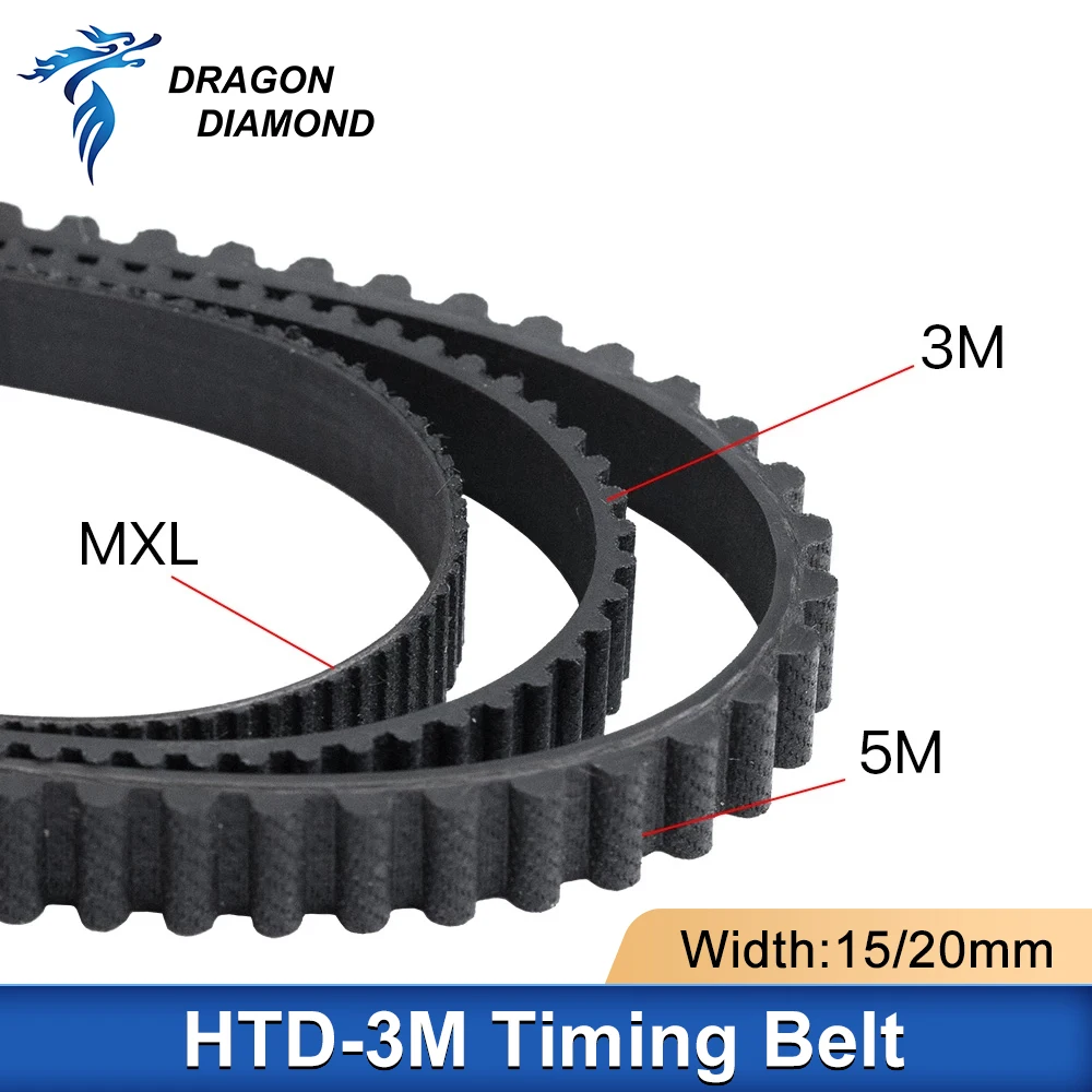 HTD-3M Open Timing Belt Width 15mm 20mm PU Transmission Belt Strap Synchronous 3M Belt For Co2 Laser Engraving Cutting Machine