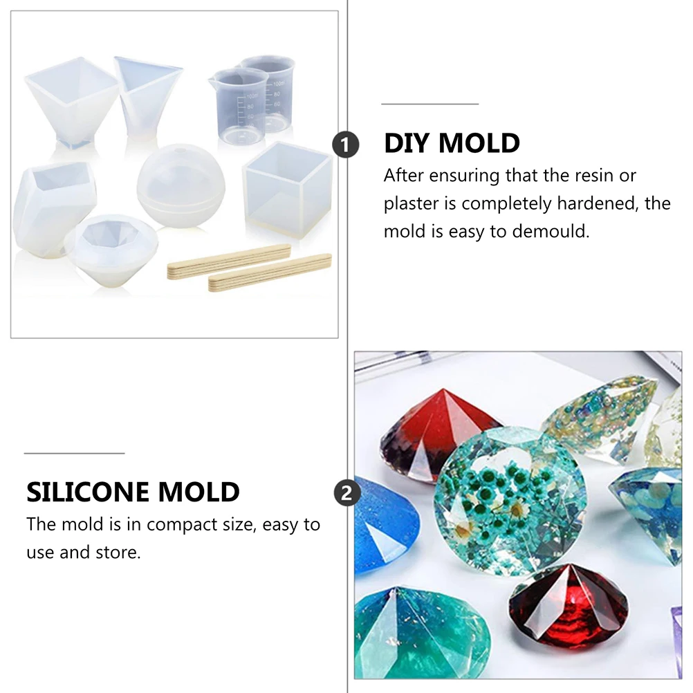 

Silicone 3D Adornment Mold Set Resin Plaster Craft Making Easy Demould Compact Diy Glue Drop Molds Creative Car Decoration