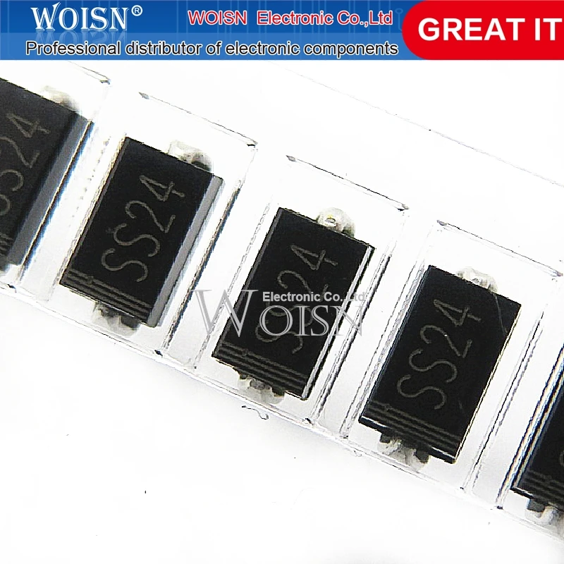 100PCS SCHOTTKY DIODE SS24 2A 40V SMA SR240 DO-214AC SMD In Stock