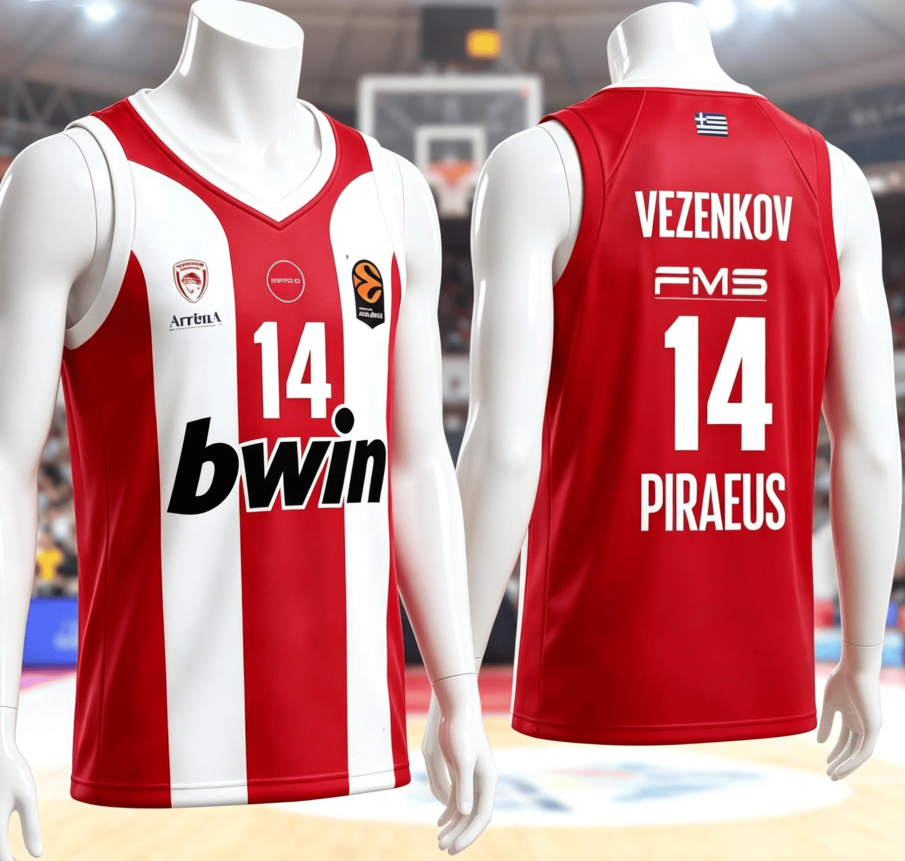 Summer New Arrivals Greek Olympiacos Athens Basketball Jersey Vest Quick-drying Fan Basketball Special Wear Family Kids Tees