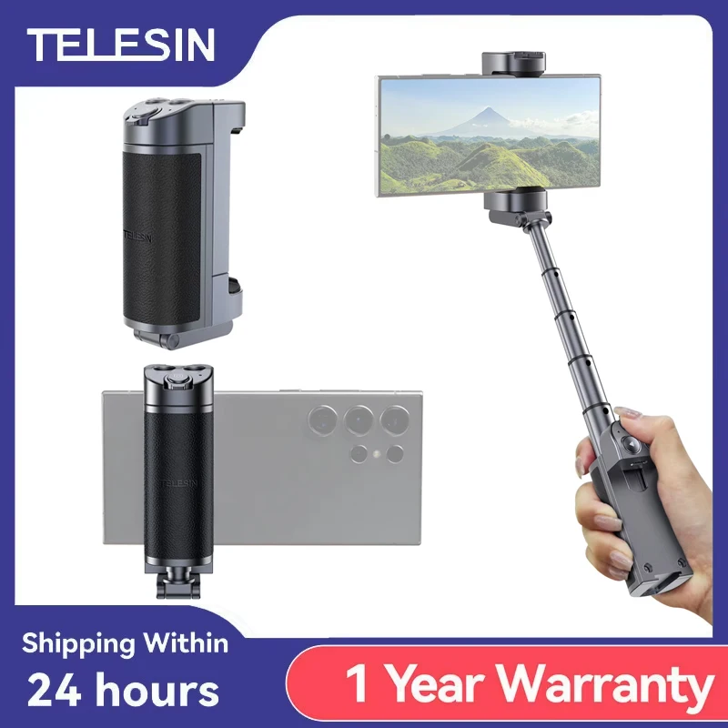 TELESIN-mango de Selfie multifunción para cámara de teléfono, soporte para teléfono Bluetooth, palo de Selfie, adaptador de Control remoto, soporte de mango