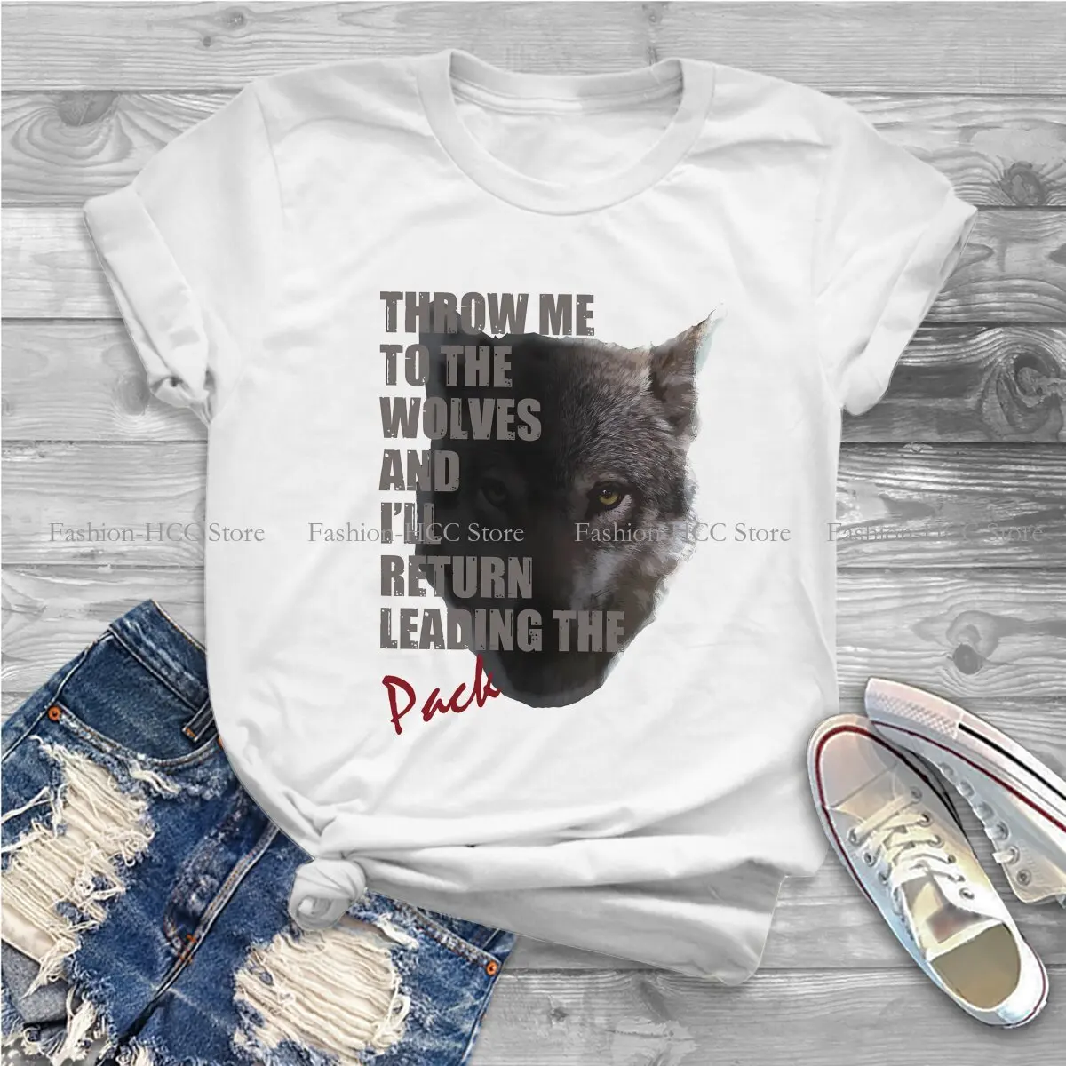 Wild  Wolf Polyester TShirt for Women I'll Return Leading The Pack Humor Leisure Sweatshirts T Shirt Novelty New Design