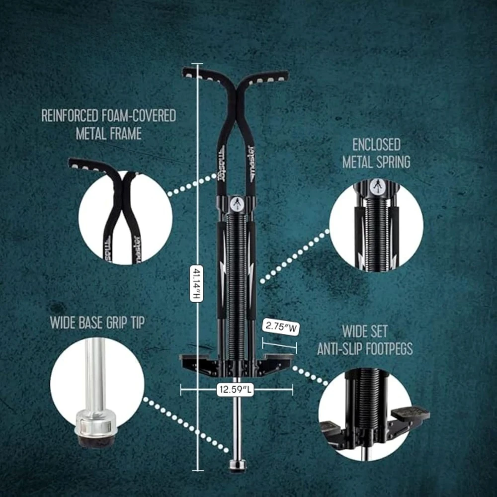 أدوات خارجية. Master Pogo Stick، للأعمار من 9 سنوات فما فوق، من 80 إلى 160 رطل، مقابض سهلة الإمساك، أوتاد مضادة للانزلاق، ألعاب خارجية للأولاد والبنات، تخفيضات كبيرة