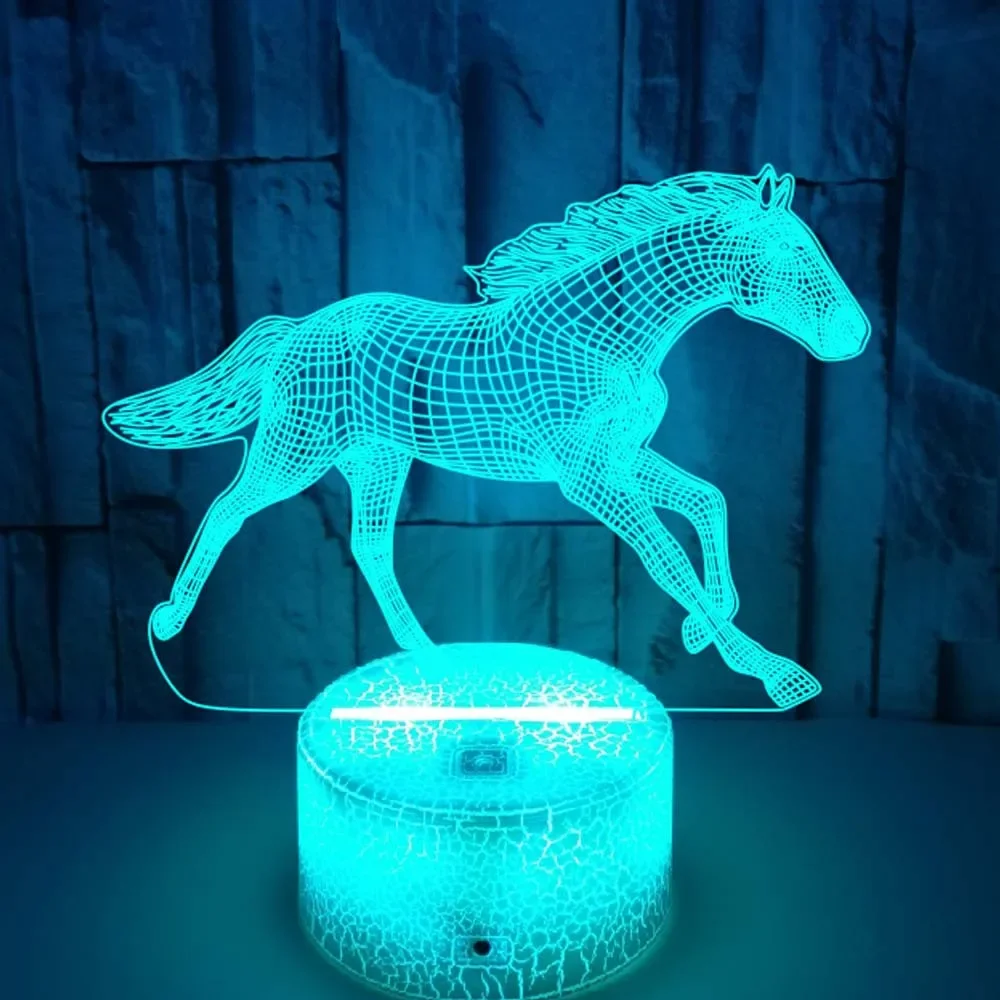 Horse 3D Night Light for Girls Room Decor USB Table Bedside Lamp Acrylic Nightlights Birthday Christmas Gift for Kids Toddler