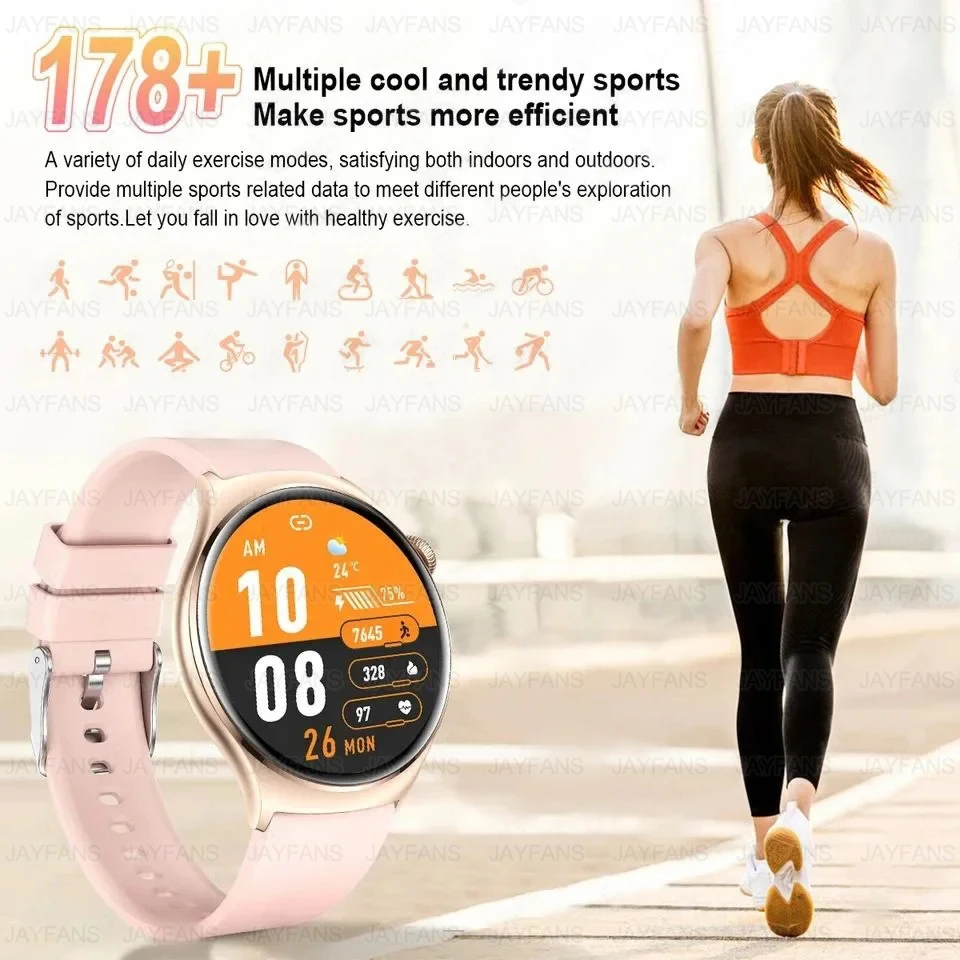 2025 For Huawei Xiaomi NFC Smart Watch Women 1.43" HD AMOLED Screen GPS Track Sports Voice Custom Dial Health Monitor Smartwatch