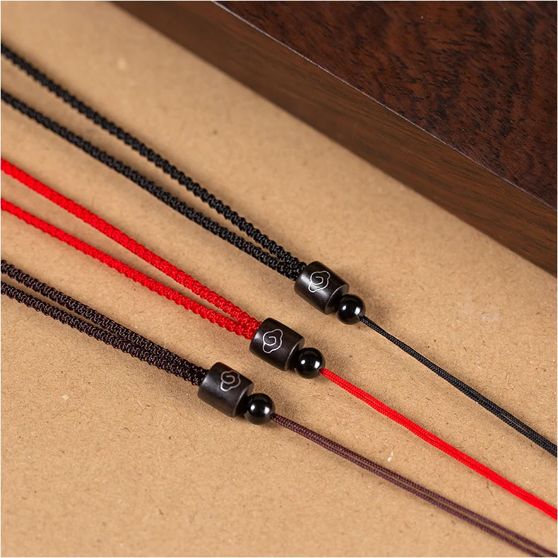 Three Colors Black Sandalwood Chinese Handmade Knotted Length Adjustable Necklace Rope For Pendant DIY Jewelry Making Components