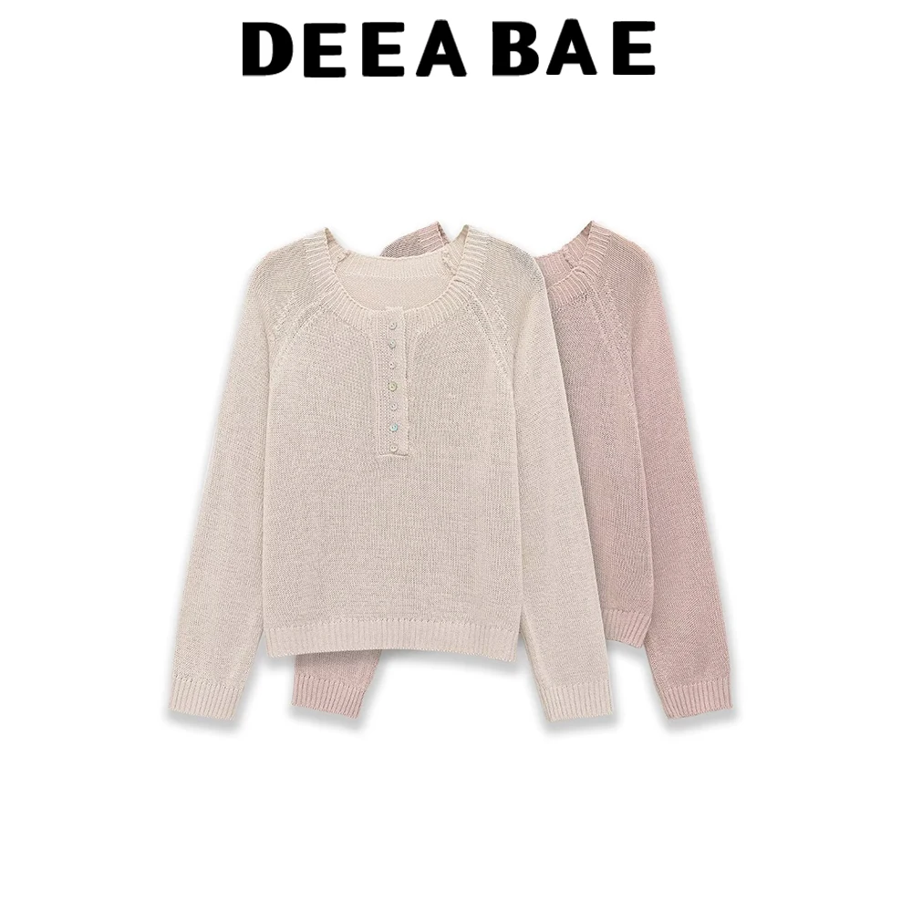 DEEABAE Damen-Pullover, Neu 2026, Lässiger, Vielseitiger, Einfarbiger Langarm-Rundhals-Strickpullover für den Alltag