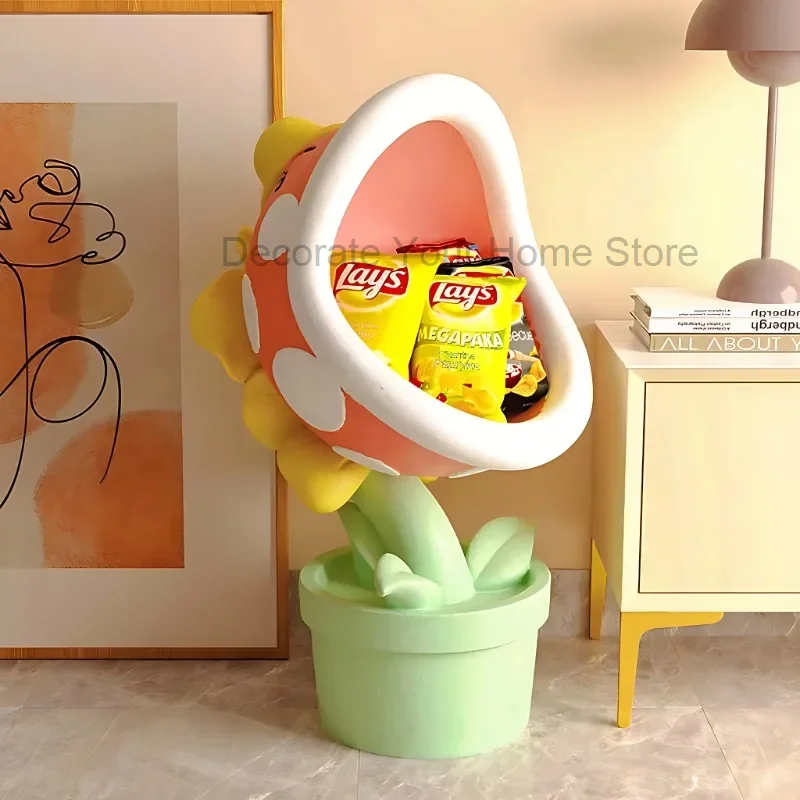 

Big-mouthed Flower Snack Rack Living Room Large Sofa Next To Bedroom Floor-standing Snack Rack Cartoon Decoration Gift