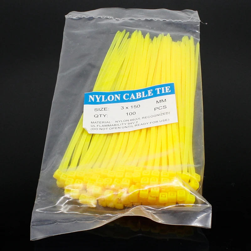 100pcs 3X150MM Self-Locking Cable Zip Ties.cable ties White BlACK Red Blue Yellow Nylon Wire color