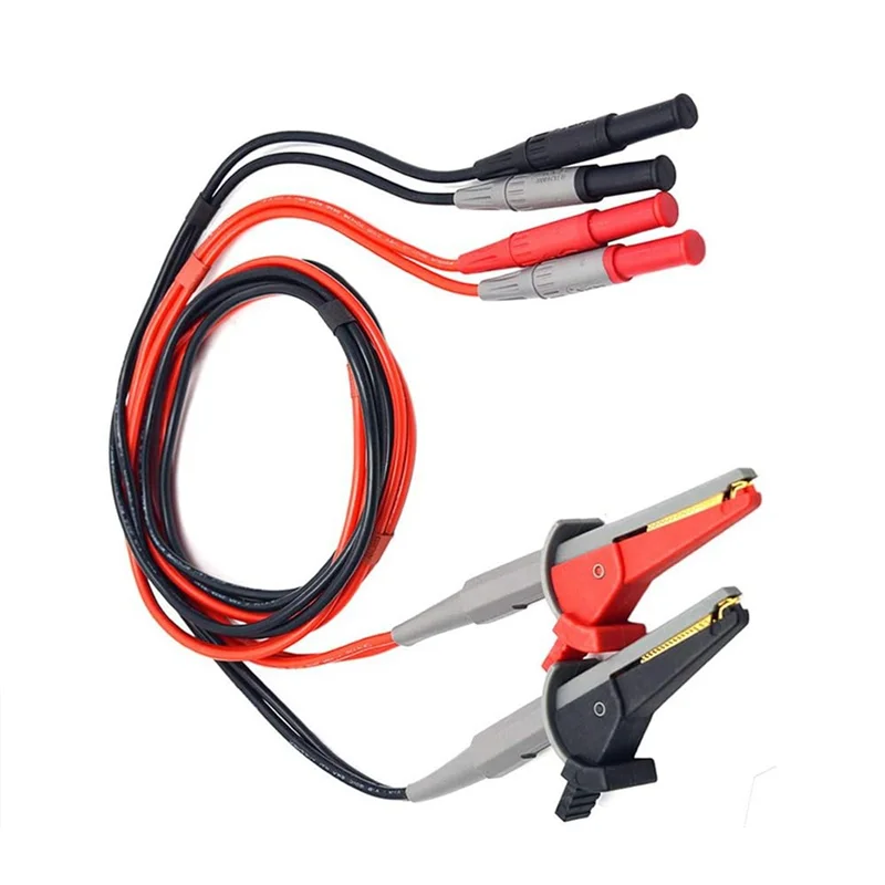 Kabel Uji Silikon dengan Kabel Uji Steker Pisang 4Mm untuk Penguji LCR Resistansi Internal Baterai Termasuk Klip Buaya