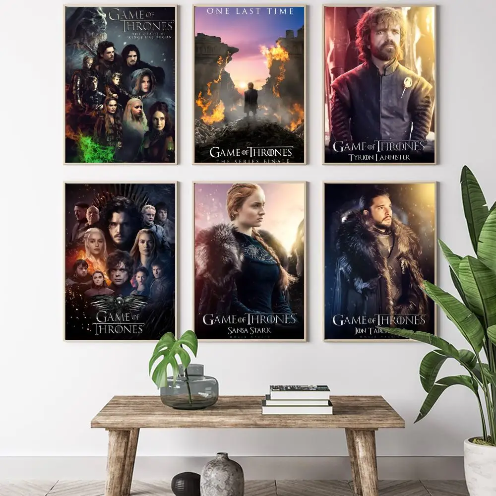 D-Dragon Movie Game Of T-ThroneS W-Western Painting Calligraphy HD Canvas Poster living room bedroom bar aesthetic decoration