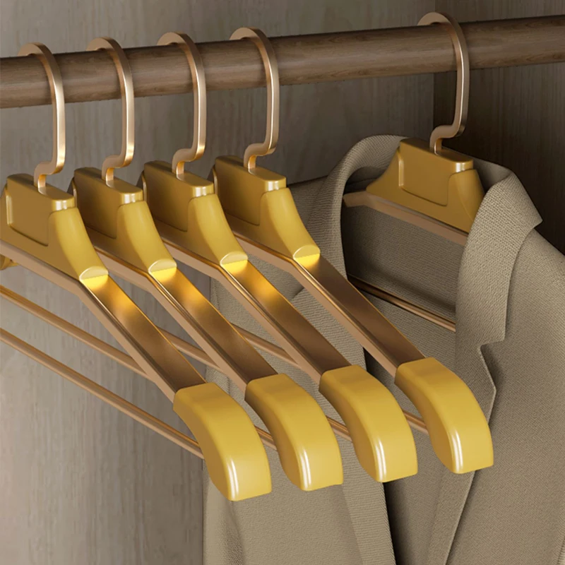 5pcs Widen Coat Hangers Antu-slip Aluminium Alloy Clothes Drying Rack Luxury Gold Hotel Home Clothes Organizer Storager Racks