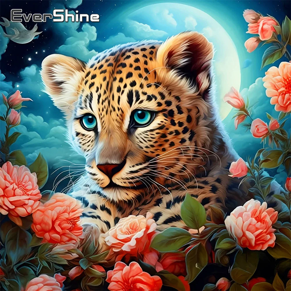 

Алмазная мозаика Evershine: Леопард, вышивка, животные, полная выкладка стразами, картина, алмазная живопись, цветы, 5D DIY декор для дома