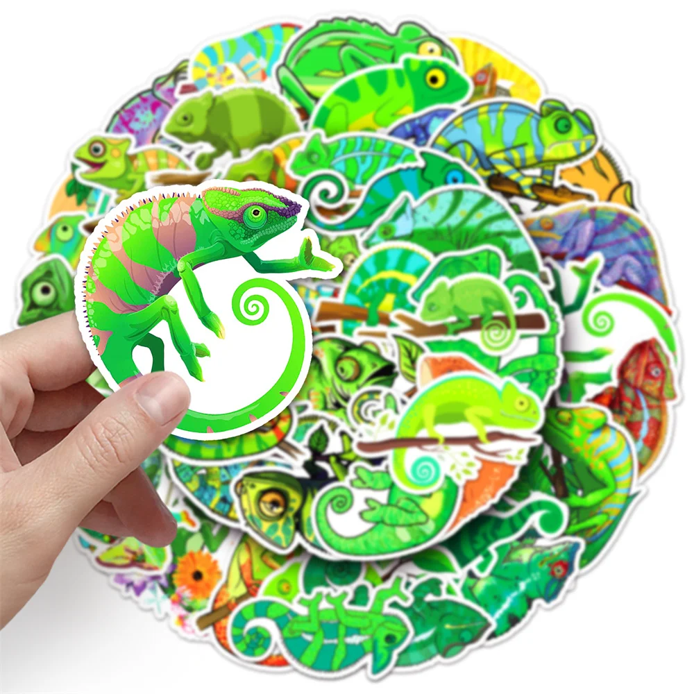 50pcs Cartoon Chameleon Anole Sticker For Phone Guitar Laptop Suitcase Stationery Stickers For Children Scrapbooking Supplies