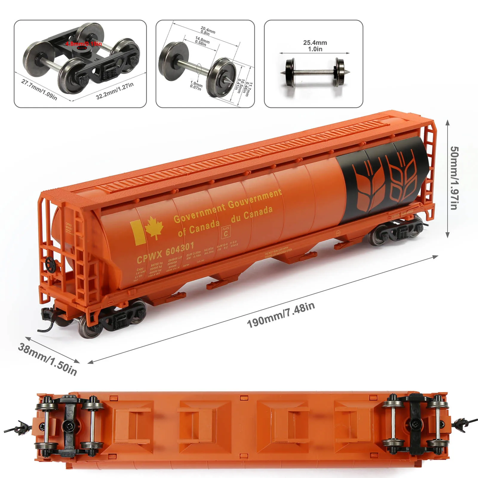 Evemodel Wagons 1pc Model Trains HO Scale 1:87 4-Bay Covered Grain Hopper Car Rolling Stock C8744