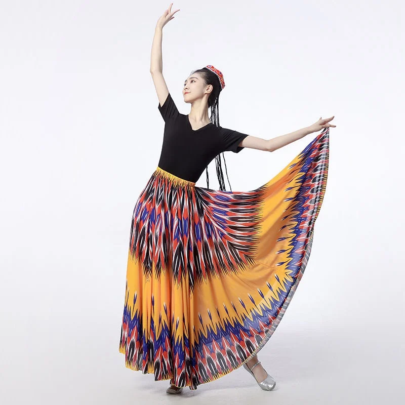Women Opening dance Skirts classical ethnic Flamenco dance characteristic printed performance 720 Degree skirt