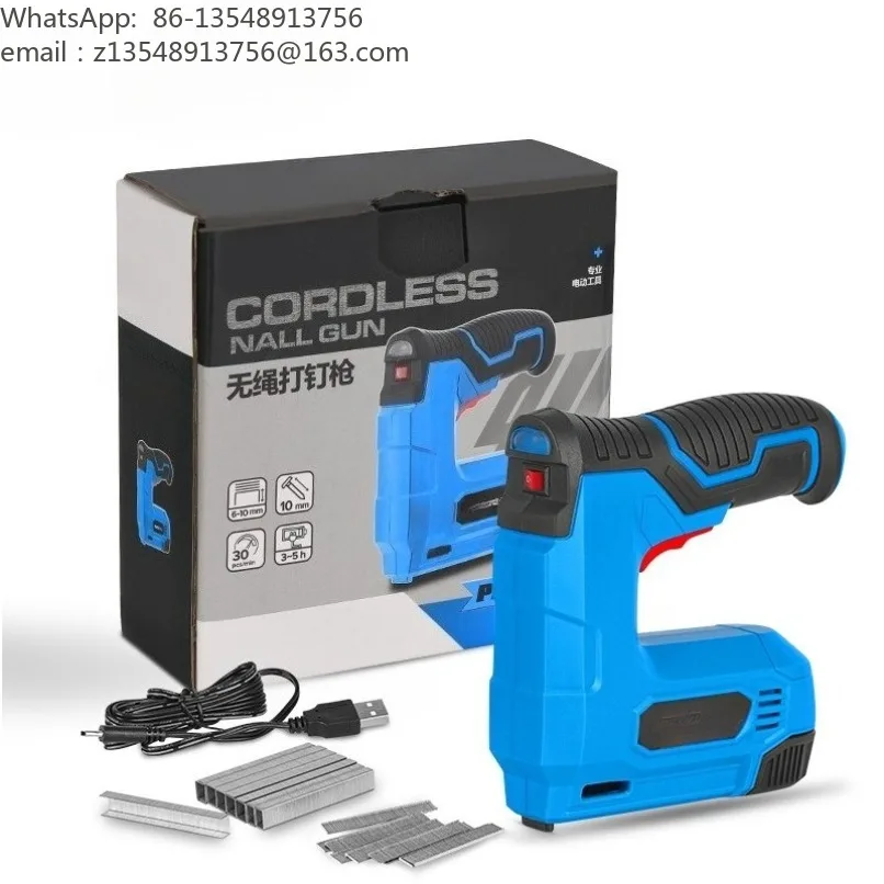 コードレスリチウム電動ステープルガン。家庭用木工用釘打ち機として使用可能。1008、1013、f10ステープルに対応。