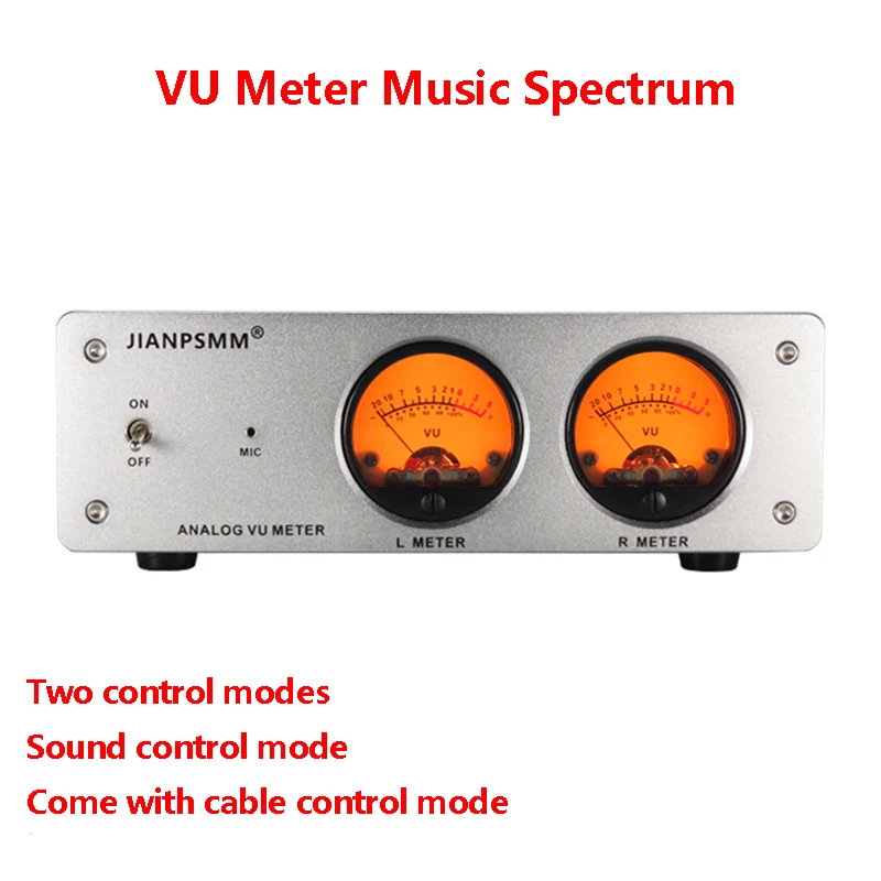 Dual VU Level Meter Music Spectrum Analyzer Aluminum Alloy Panel LED Yellow Backlight Voice Control Input Signal Input Dual Mode