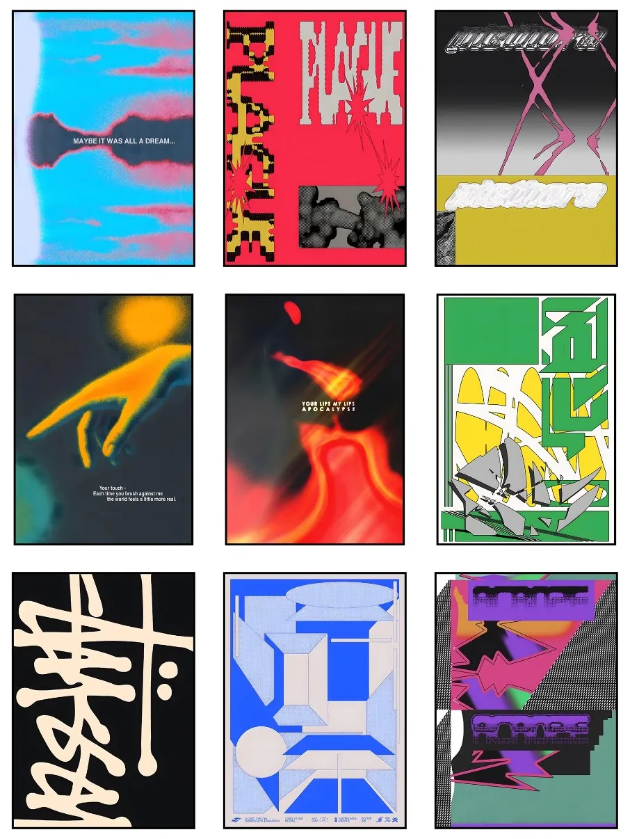 Distorted Typography Abstract Jigsaw Puzzle, Fluid Gradient Smoke Geometric Architecture Trippy Graphic Gallery Wall Decor