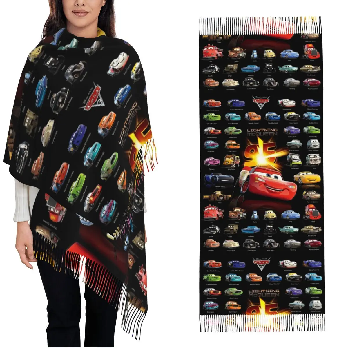 Cars Lightning McQueen 95 Shawl Wraps for Ladies Warm Large Soft Scarf Life Is A Highway Pashminas Shawl Scarves