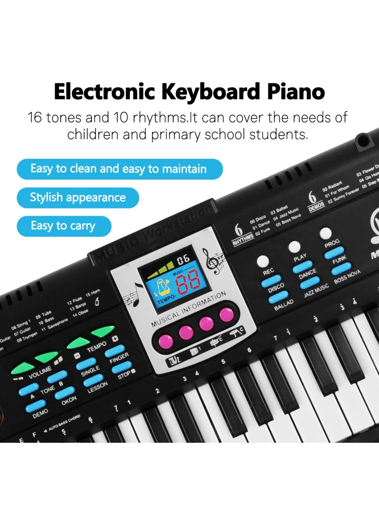 61key Multifunctional Electronic Keyboard Children Digital Electric Piano Microphone Beginner Electronic Keyboard Instrument