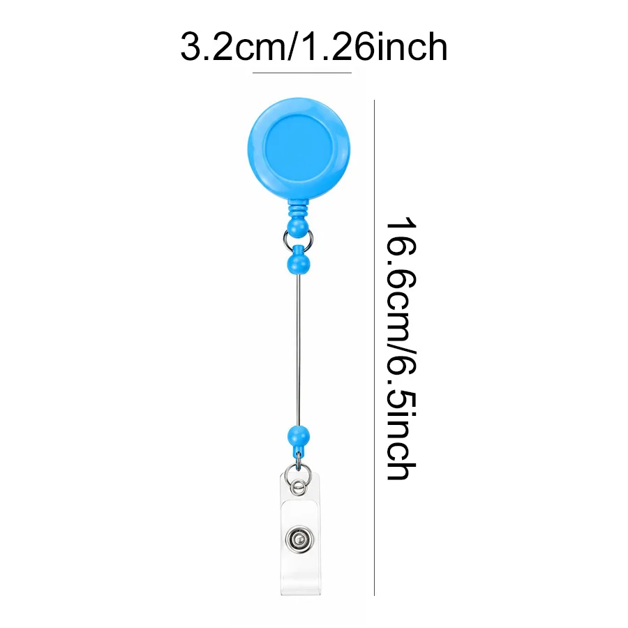 15PCS Random Color Beaded Retractable Badge Holder ID Card Clip Key Chain Portable Office Home Utility Gadget Lightweight ZYF