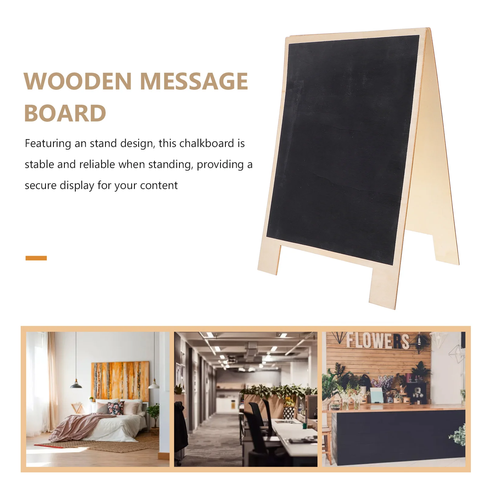 Double-Sided Blackboard Sign Wooden Tabletop Chalkboard for Home Office Kitchen Message Notes Menu Display Wooden Blackboard