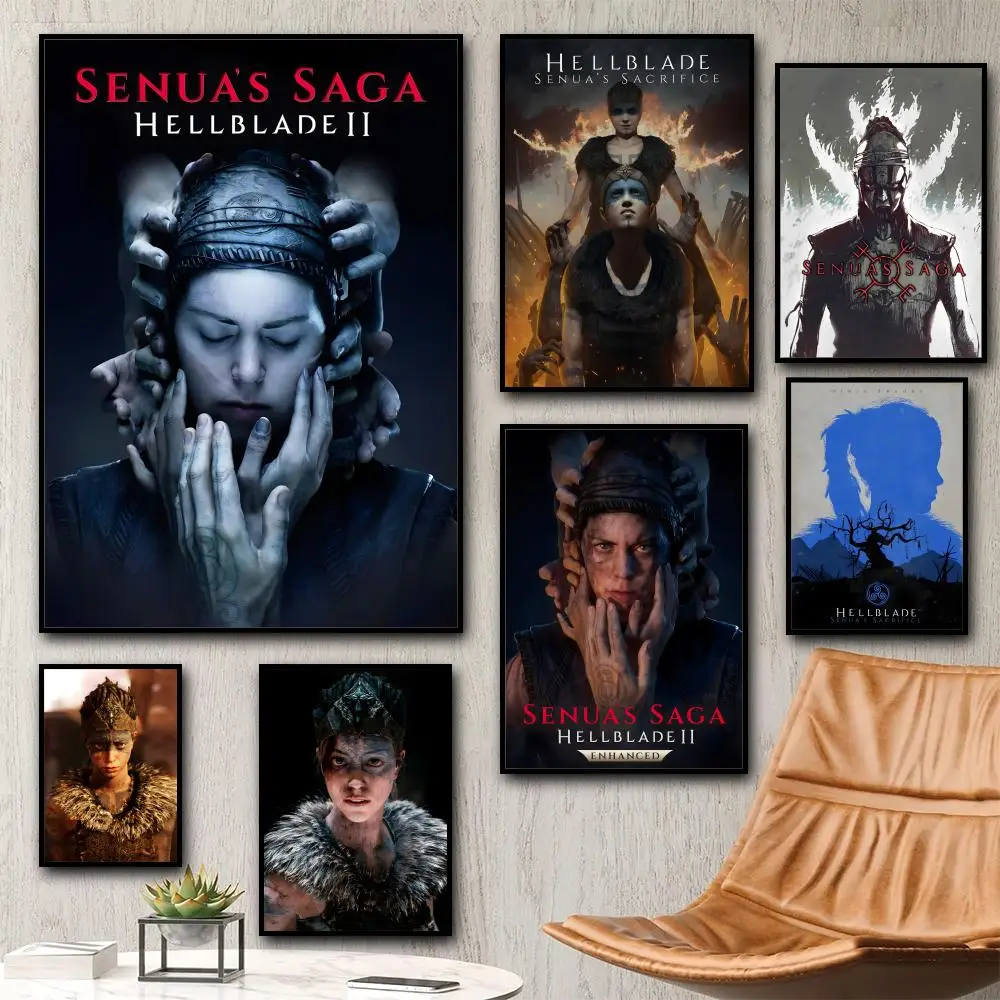 Póster de Senua's Saga Hellblade II, arte HD, pared adhesiva, impermeable, hogar, sala de estar, dormitorio, bar, decoración estética