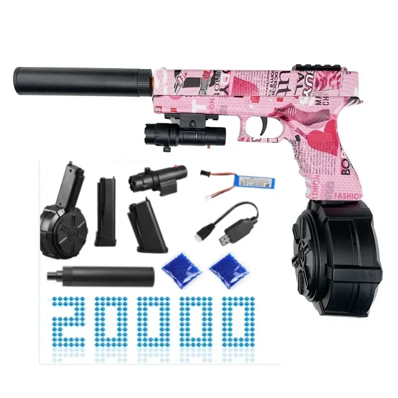 Pistola GI0ck G18 Guns Blaster Gi Ball Gun Vending Machine com bala de água, acessórios de arma, brinquedos de tiro ao ar livre