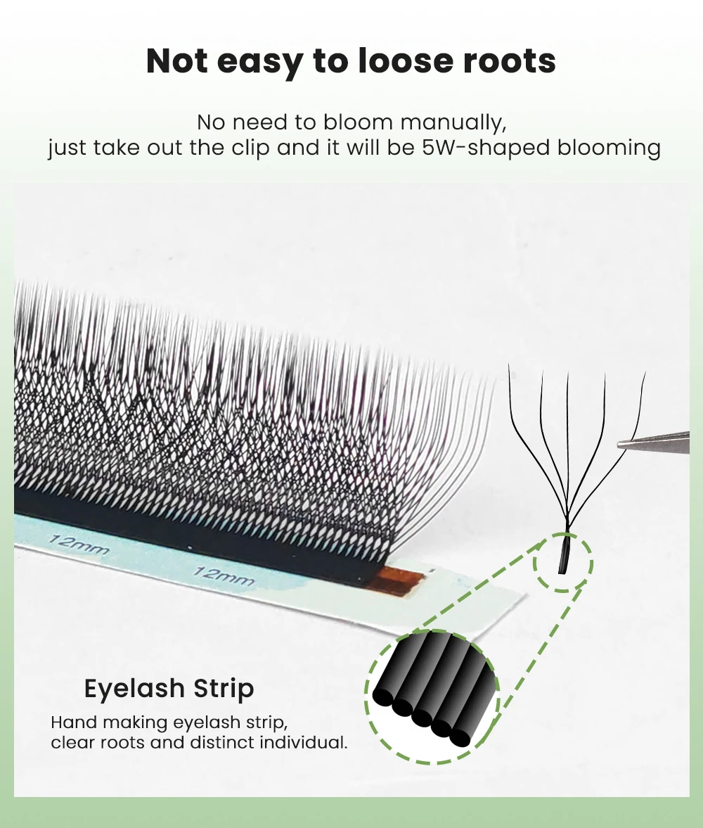 Yelix 5D W-Form Wimpernverlängerung L LU Curl Nature Lashes Volumen Vorgefertigte Fächerwimpern Superweiche, volle, dichte Wimpern – Detail 5
