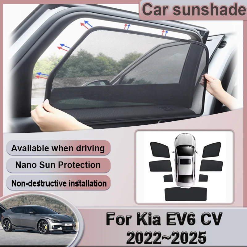 

Автомобильный сетчатый солнцезащитный козырек для Kia EV6 CV 2022 2023 2024 2025 солнцезащитный крем для бокового окна солнцезащитные козырьки магнитные солнцезащитные козырьки автоаксессуары