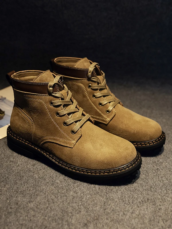 

Мужские ботинки из натуральной коричневой кожи с высоким берцем, рабочие ботинки в стиле ретро, альпинистские ботинки, винтажные ботинки с прошитой подошвой