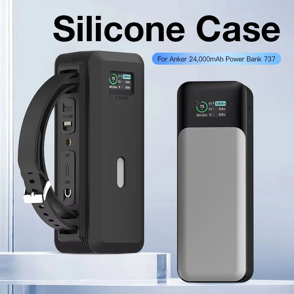 Силиконовый чехол для Anker 737 Power Bank для Anker 140 Вт, 24000 мАч, Power Core TF/SIM-карта, сумка для хранения PIN, дорожный защитный чехол Силиконовый чехол для Anker 737 Power Bank для Anker 140 Вт, 24000 мАч, Power Core TF/SIM-карта, сумка для хранения PIN, дорожный защитный чехол