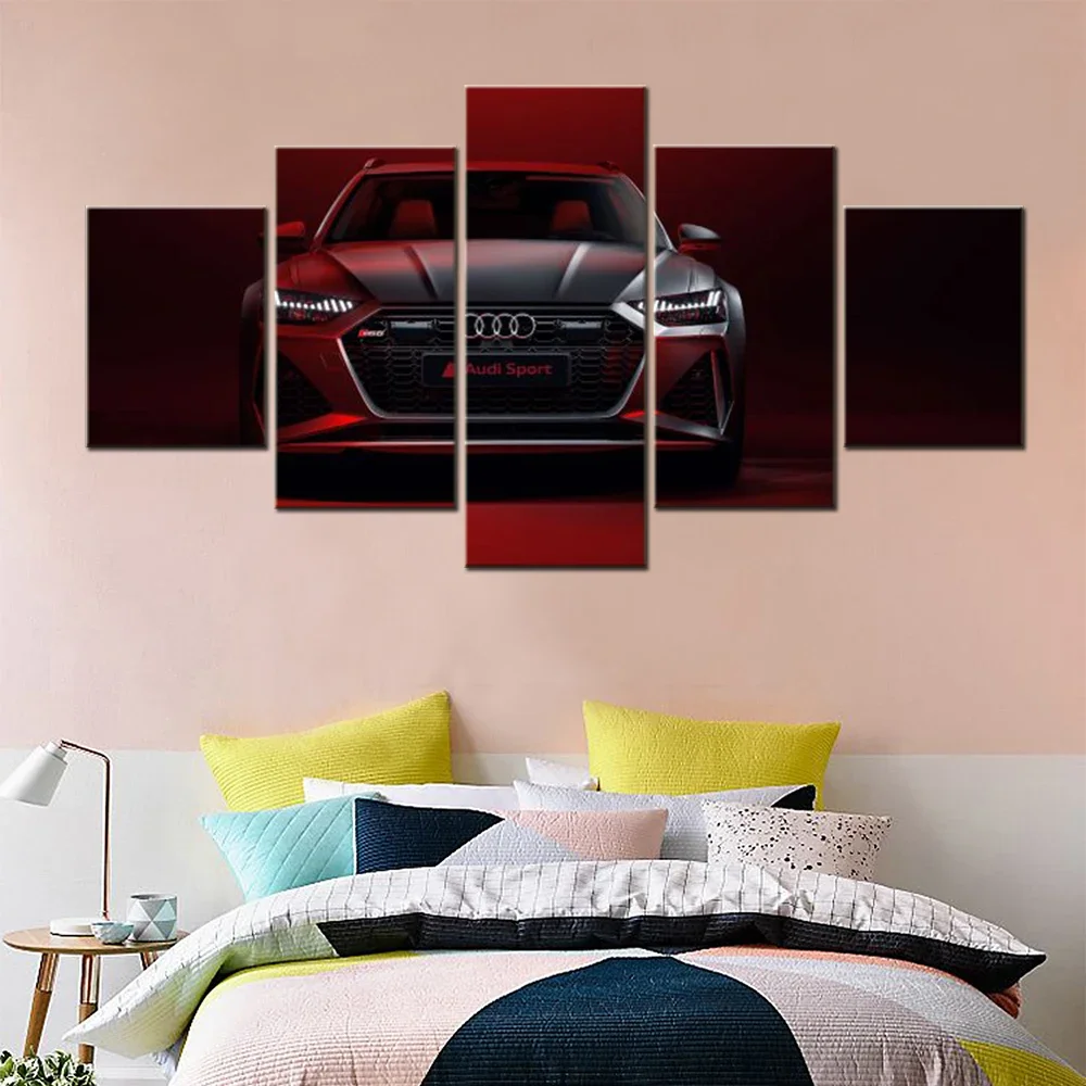 No Frame Canvas 5Pieces Audi RS6 Luxury Sports Car Wall Art Poster Pictures Paintings Home Decorations Room Decor