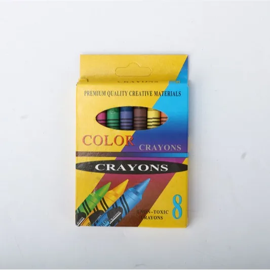 Kids Wax Crayons Set 8Pcs Non‑Toxic Paper Wrapped Assorted Colors Easy Grip for Children Students School Painting Supplies Gift