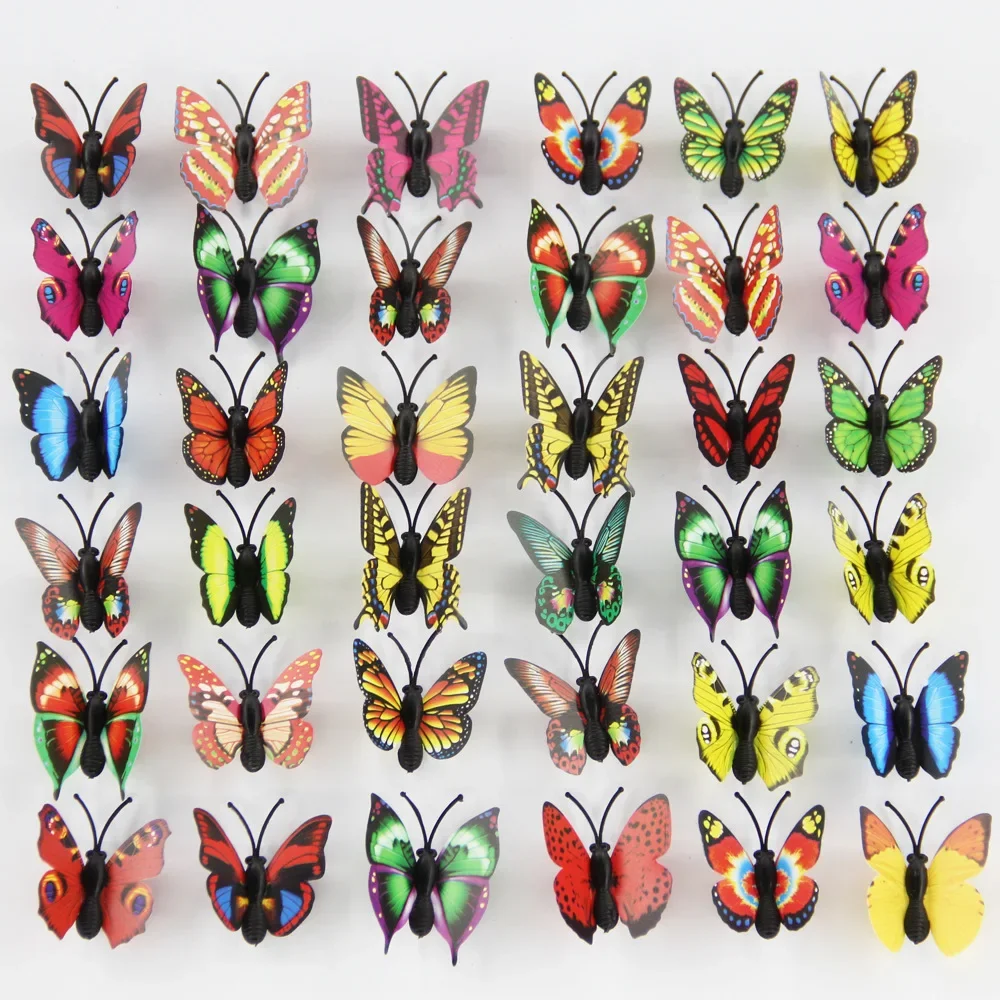 100PCS Party 3D Butterfly Wall Decals Sticker DIY Home   Art Mural  4.5cm Multiple Color Birthday Halloween