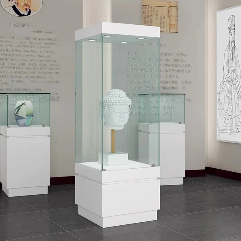 custom.Luxury Dimmable LED Pole Spotlights Jewelry Display Cabinet Metal Museum Showcase Store Mall Showroom Use Direct